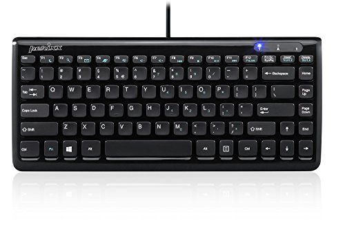 Perixx Periboard-407 Wired Mini USB Keyboard with 11 Hot Keys, Piano Black