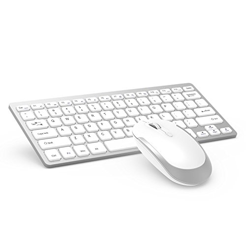 Wireless Keyboard Mouse, Jelly Comb 2.4GHz Ultra Thin Compact Portable Small Wireless Keyboard and Mouse Combo Set for PC, Desktop, Computer, Notebook, Laptop, Windows XP/Vista / 7/8 / 10 (Silver)