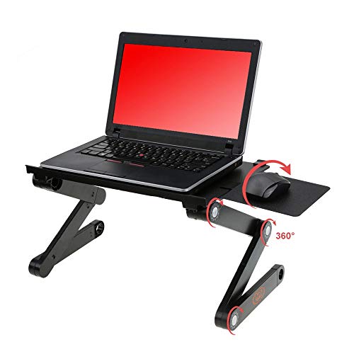 Desk York Adjustable Laptop Stand - Use in Bed Recliner/Sofa -Best Gift for Friend-Men-Women-Student- Couch Lap Tray- Aluminum Table for Computer- 2 Built in Fans-Mouse Pad&USB Cord -Up to 17