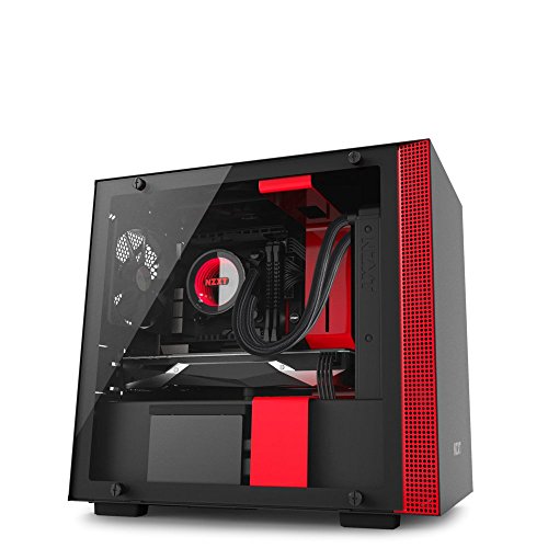 NZXT H200 - Mini-ITX PC Gaming Case - Tempered Glass Panel - Enhanced Cable Management System - Water Cooling Ready - Black/Red - 2018 Model