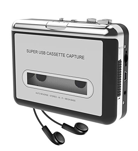 Cassette Player-Cassette Tape to MP3 CD Converter- Powered by Battery or USB,Convert Walkman Tape Cassette to MP3, Compatible with Laptop and PC, USB Cable,Software CD,3.5mm Jack Earphone-DIGITNOW