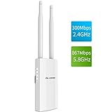 COMFAST AC1200 High Power Outdoor Wireless Access Point with Poe,  2.4GHz 300Mbps or 5.8GHz 867Mbps Dual Band 802.11AC Wireless WiFi Access Points/Router/Bridge, Used for Outdoor WiFi Coverage