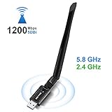 WiFi Adapter for PC, QGOO 1200Mbps USB 3.0 Wireless Network WiFi Dongle with 5dBi Antenna for Desktop/Laptop, Dual Band 2.4G/5G 802.11ac, Support Windows 10/8/8.1/7/Vista/XP, Mac OS 10.5-10.14