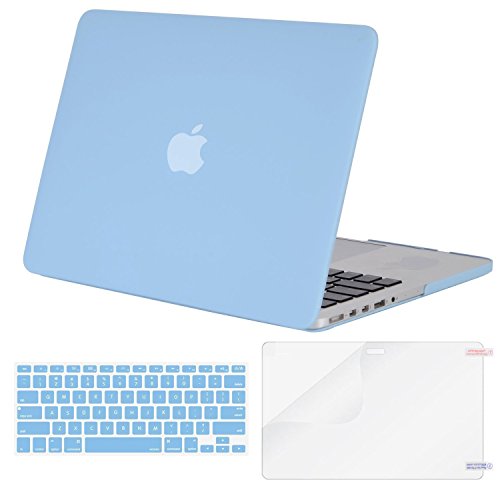 MOSISO Case Only Compatible with Older Version MacBook Pro Retina 13 inch (Models: A1502 & A1425) (Release 2015 - end 2012), Plastic Hard Shell Case & Keyboard Cover & Screen Protector, Airy Blue