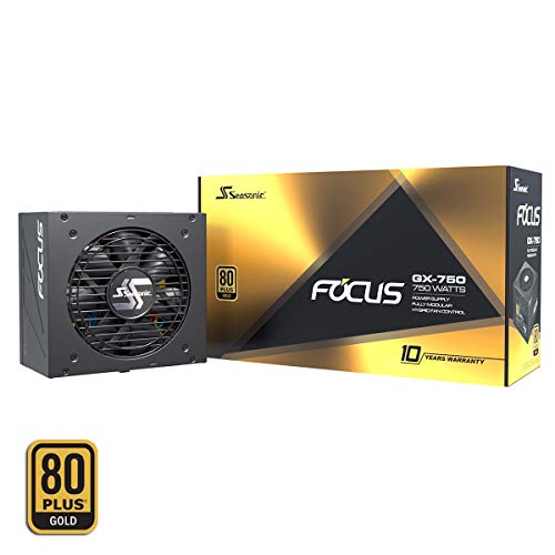 Seasonic Focus GX-750, 750W 80+ Gold, Full-Modular, Fan Control in Fanless, Silent, and Cooling Mode, 10 Year Warranty, Perfect Power Supply for Gaming and Various Application, SSR-750FX.