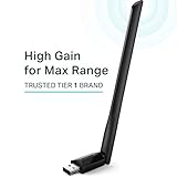 TP-Link USB Wifi Adapter 600Mbps Wifi Adapter for PC with 2.4GHz/5GHz High Gain Dual Band 5dBi Antenna, Wireless adapter for desktop. Supports Windows 10/8.1/8/7/XP,Mac OSX 10.9-10.14(Archer T2U Plus)