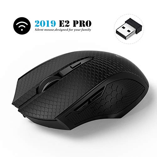 Emopeak Silent Wireless Mouse, E2Pro-Max All Button Noiseless Click with 2.4G Optical Mice 3 Adjustable DPI Levels with USB Receiver