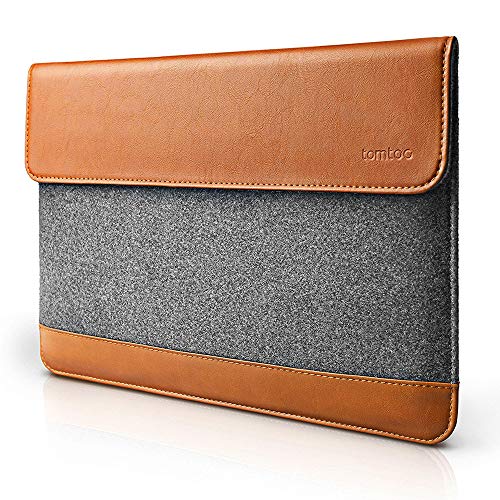 tomtoc Slim Laptop Sleeve for New MacBook Air 13-inch with Retina Display A1932, 13 Inch MacBook Pro with USB-C Late 2016-2019 A2159 A1989 A1706 A1708, Felt & PU Leather Envelope Case
