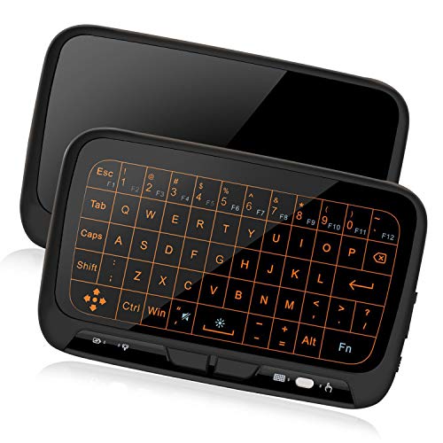 ILEBYGO 2.4Ghz Mini Wireless Keyboard Touchpad Combo with 3 Level Backlit Rechargeable Full Screen Mouse Remote Control for Android TV Box, Projector, IPTV, HTPC, PC, Laptop