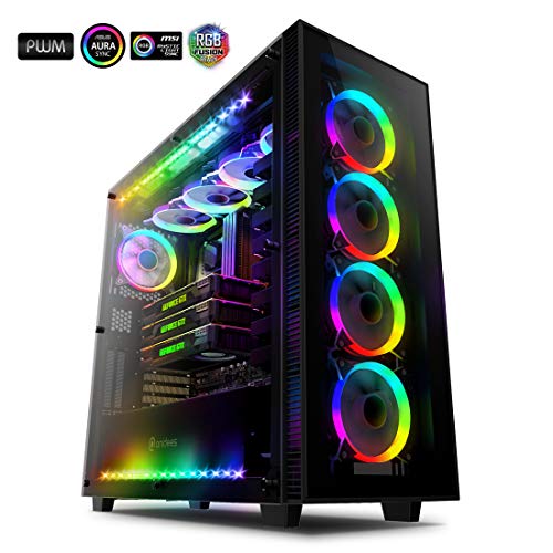 anidees AI Crystal XL RGB V3 Full Tower Tempered Glass,Steel Construction,Water-Cooling Ready PC Gaming Case, Includes 5 x 120 PWM RGB Fans, 2 x RGB LED Strips - Black AI-CL-XL-AR3(Case ONLY)