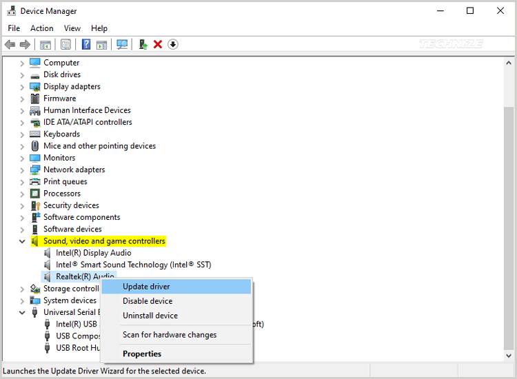 Device manager sound