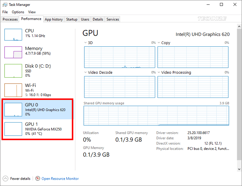 Windows task manager Performance GPU